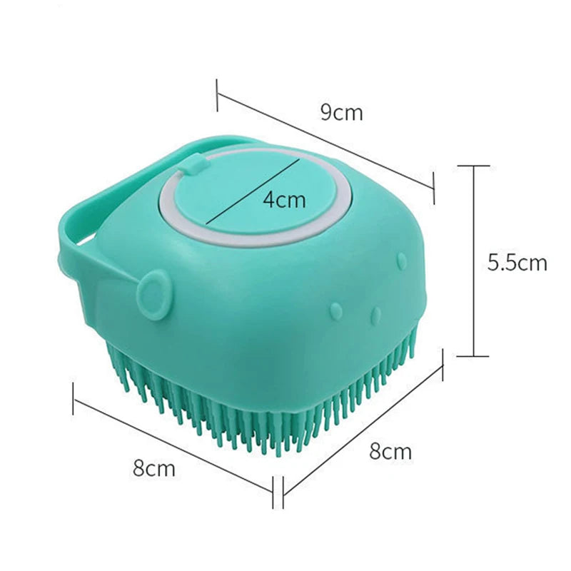 2-in-1 Silicone Pet Bath Brush with Shampoo Dispenser