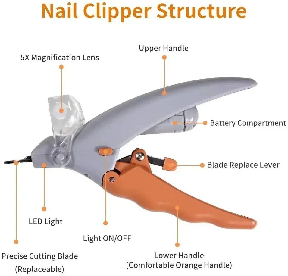 LED Pet Nail Clippers with Built-In Safety Light
