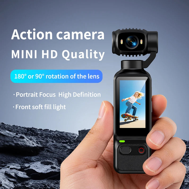 4K Action Camera with Flexible 90°/180° Rotation Lens