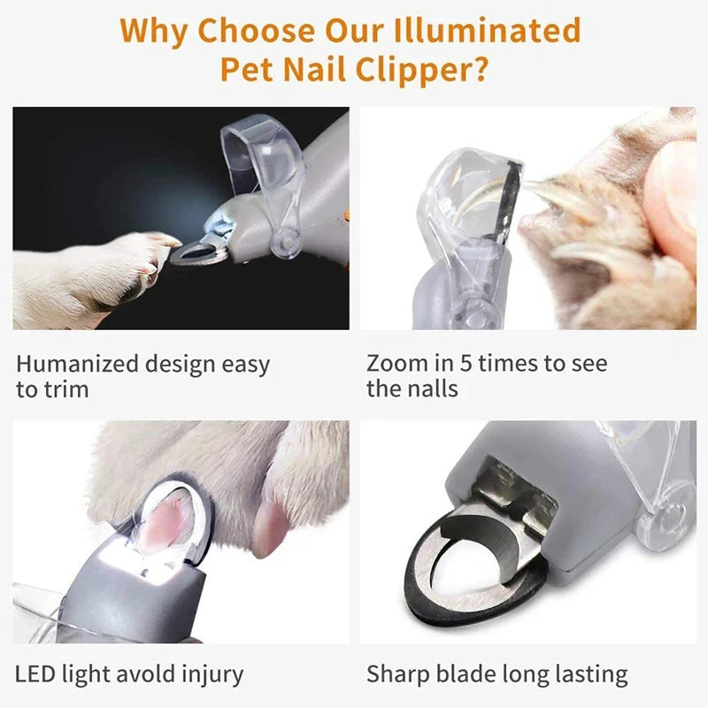 LED Pet Nail Clippers with Built-In Safety Light