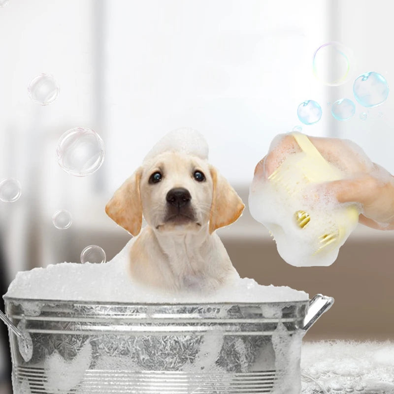 2-in-1 Silicone Pet Bath Brush with Shampoo Dispenser