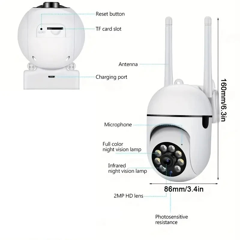 A7 Wireless Security Camera – 360° 1080P HD, Night Vision & Two-Way Audio