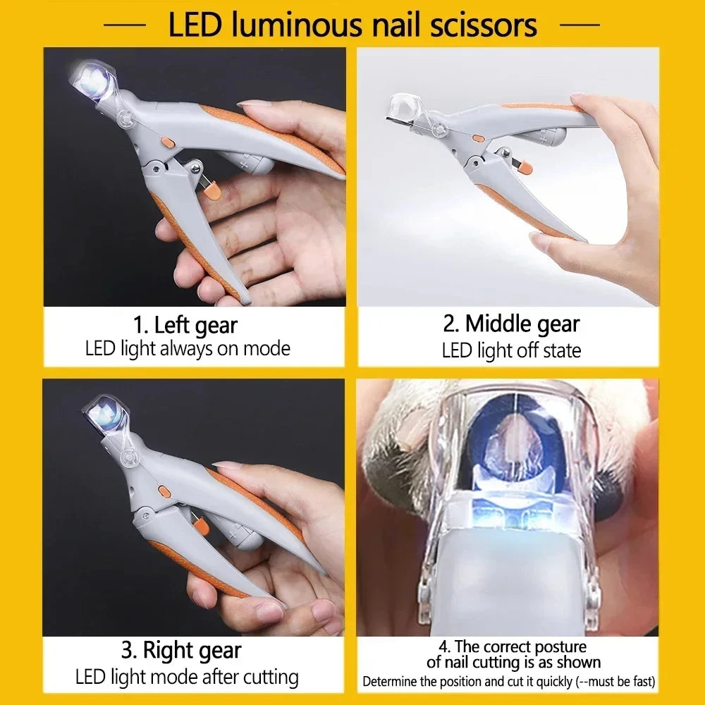 LED Pet Nail Clippers with Built-In Safety Light